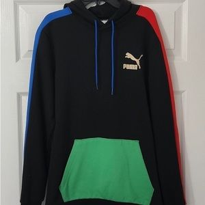 PUMA Black, Multi-Color Hoodie. Men's large. NWOT